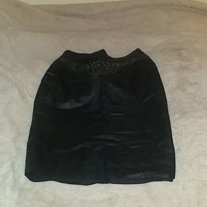 Joseph ho leather skirt with embroidery and side p